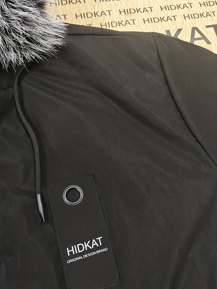 Close-up of the adjustable hood on a men's parka