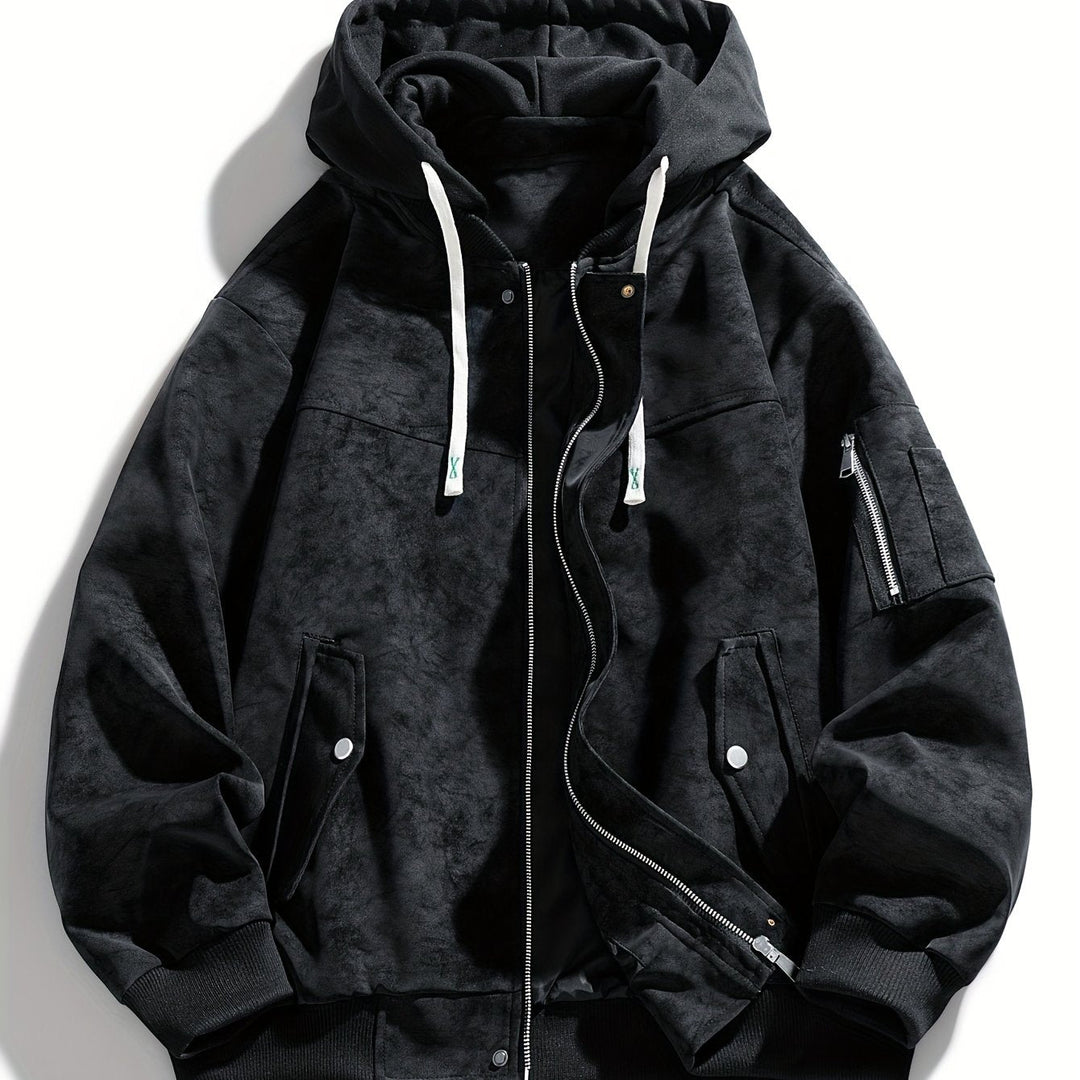 Men's Sporty Zip-Up Hooded Jacket