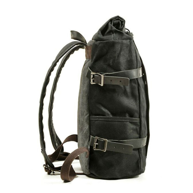 Canvas Roll-Top Vintage Motorcycle Backpack Mens