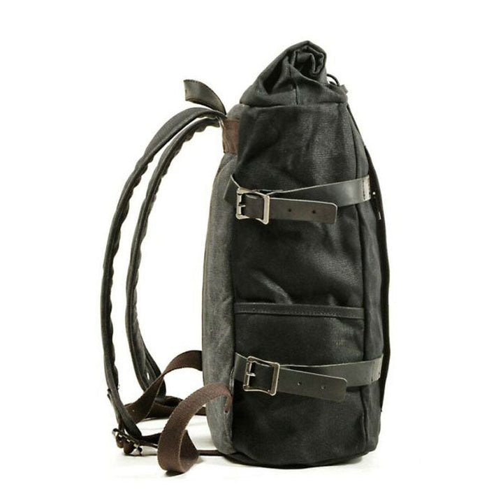 Canvas Roll-Top Vintage Motorcycle Backpack Mens
