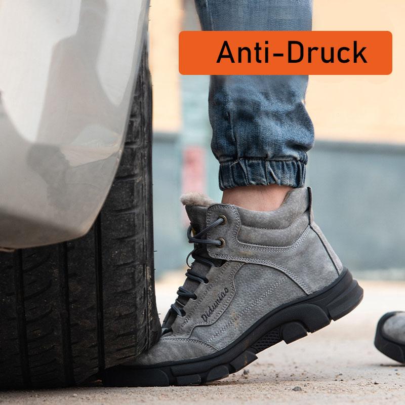 Front view of men's grey protective safety shoes