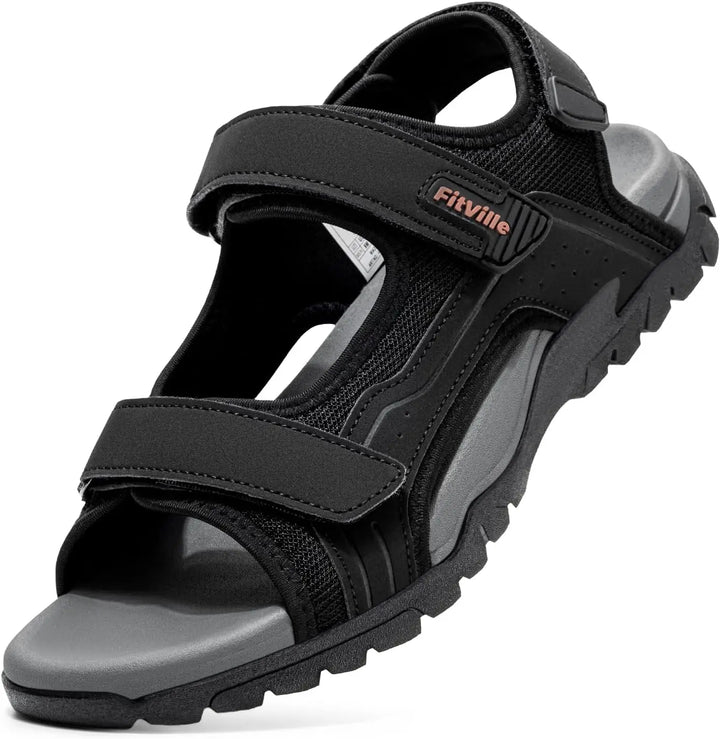 Men's Wide Toe Box Walking Sandals Synthetic Leather