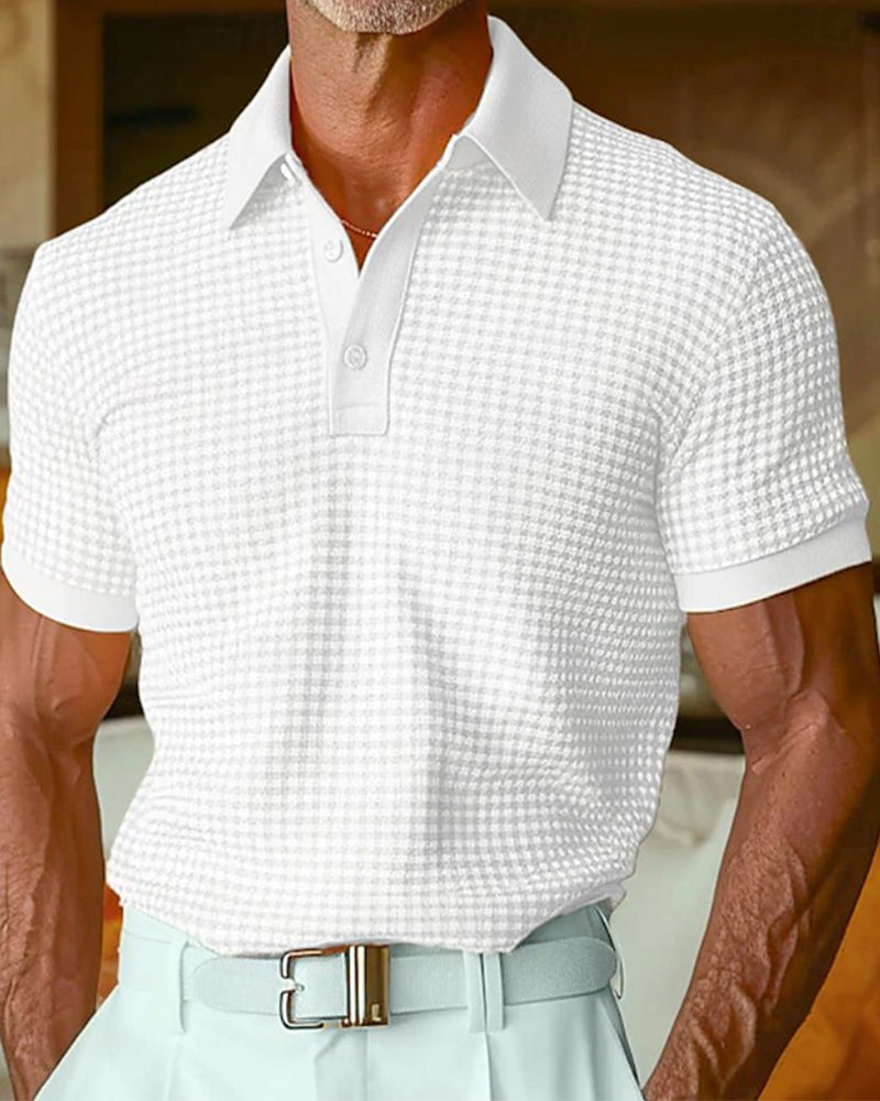 Men's Short Sleeve Button Polo Shirt Regular Fit
