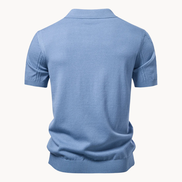 Men's Ribbed Knit Viscose Blend Polo Shirt