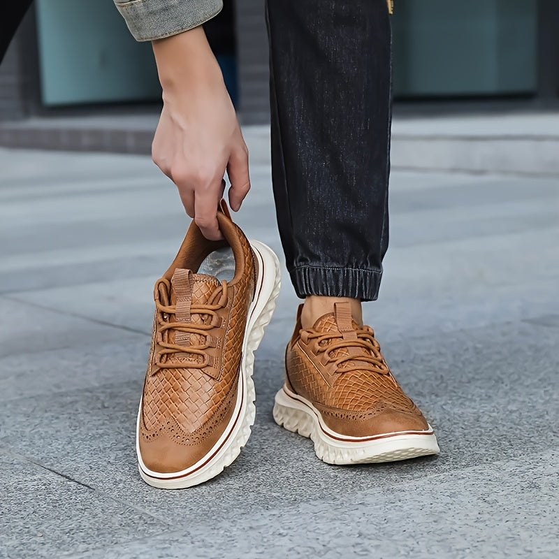 Detailed view of the stitching on men's brogue sneakers