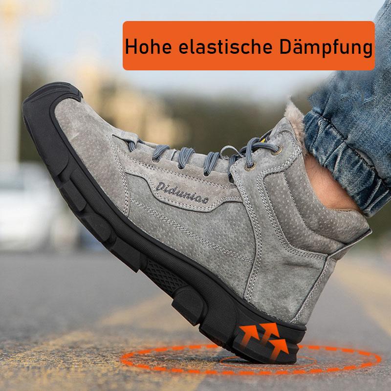 Top view of men's grey safety shoes