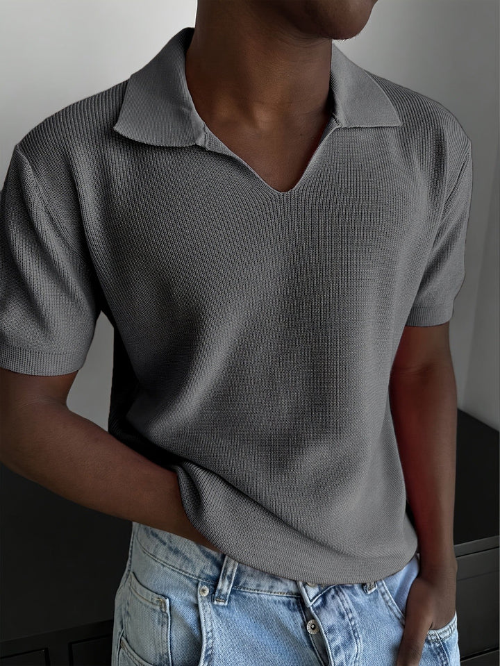 Men's Ribbed Johnny Collar Polo