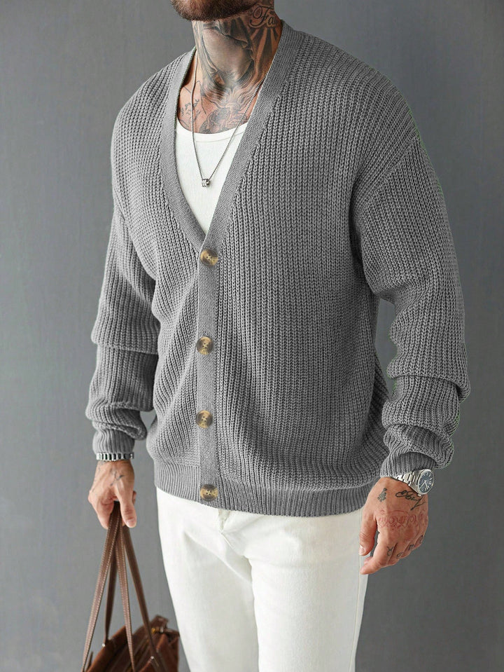 Back view of the men's rib-knit cardigan