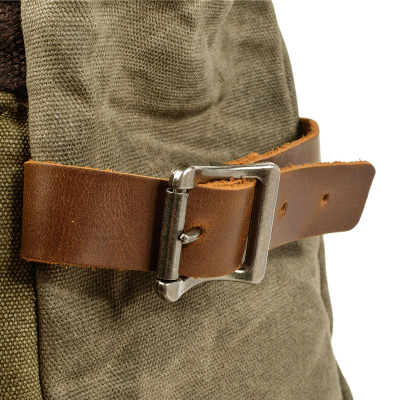 Canvas Roll-Top Vintage Motorcycle Backpack Mens