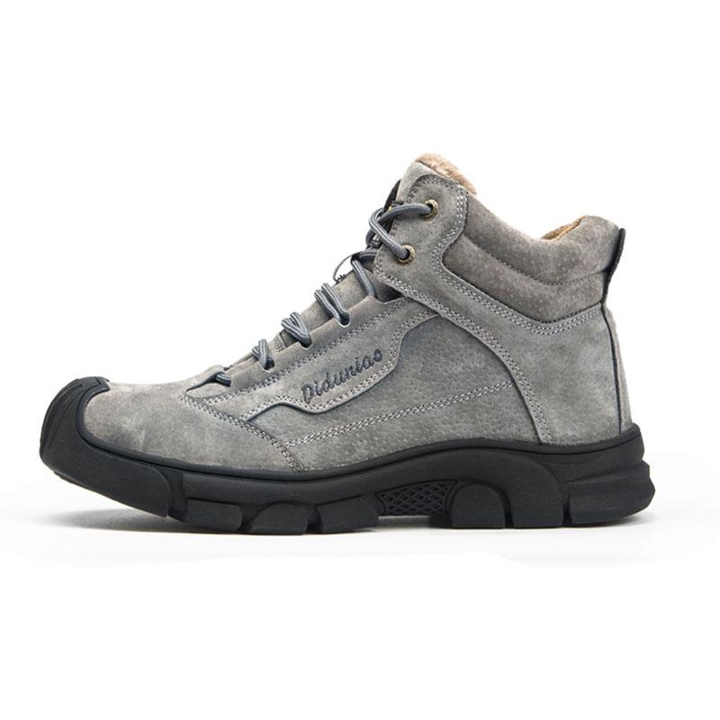 Men's grey warm-lined safety shoes shown from the side