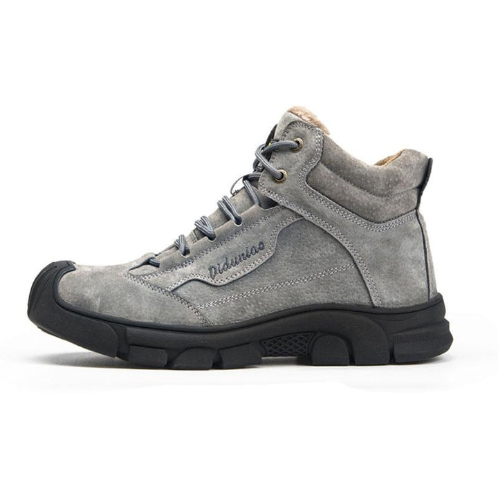 Men's grey warm-lined safety shoes shown from the side