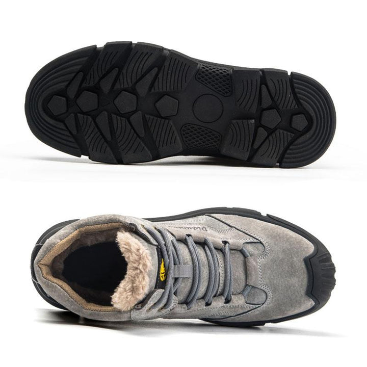 Pair of men's grey safety shoes with warm lining