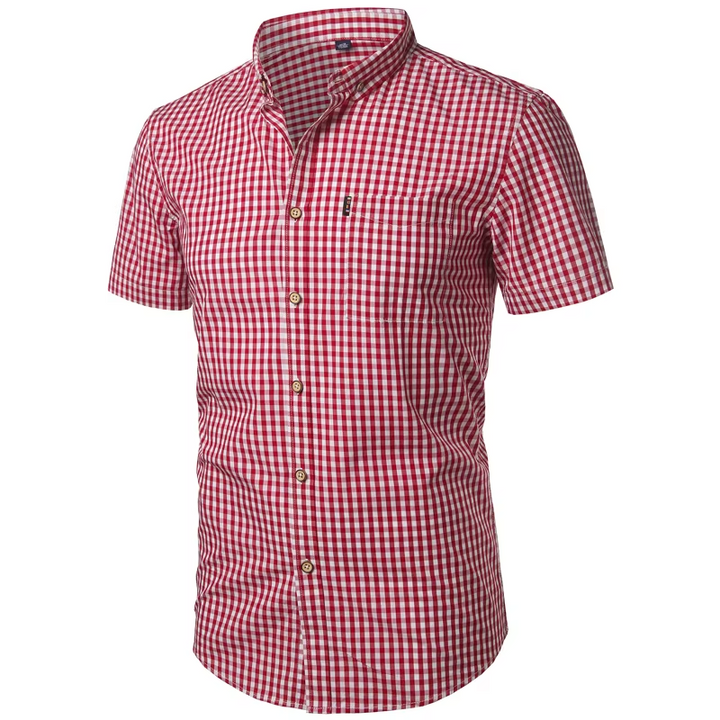 Short Sleeve Checkered Shirt Lightweight Breathable