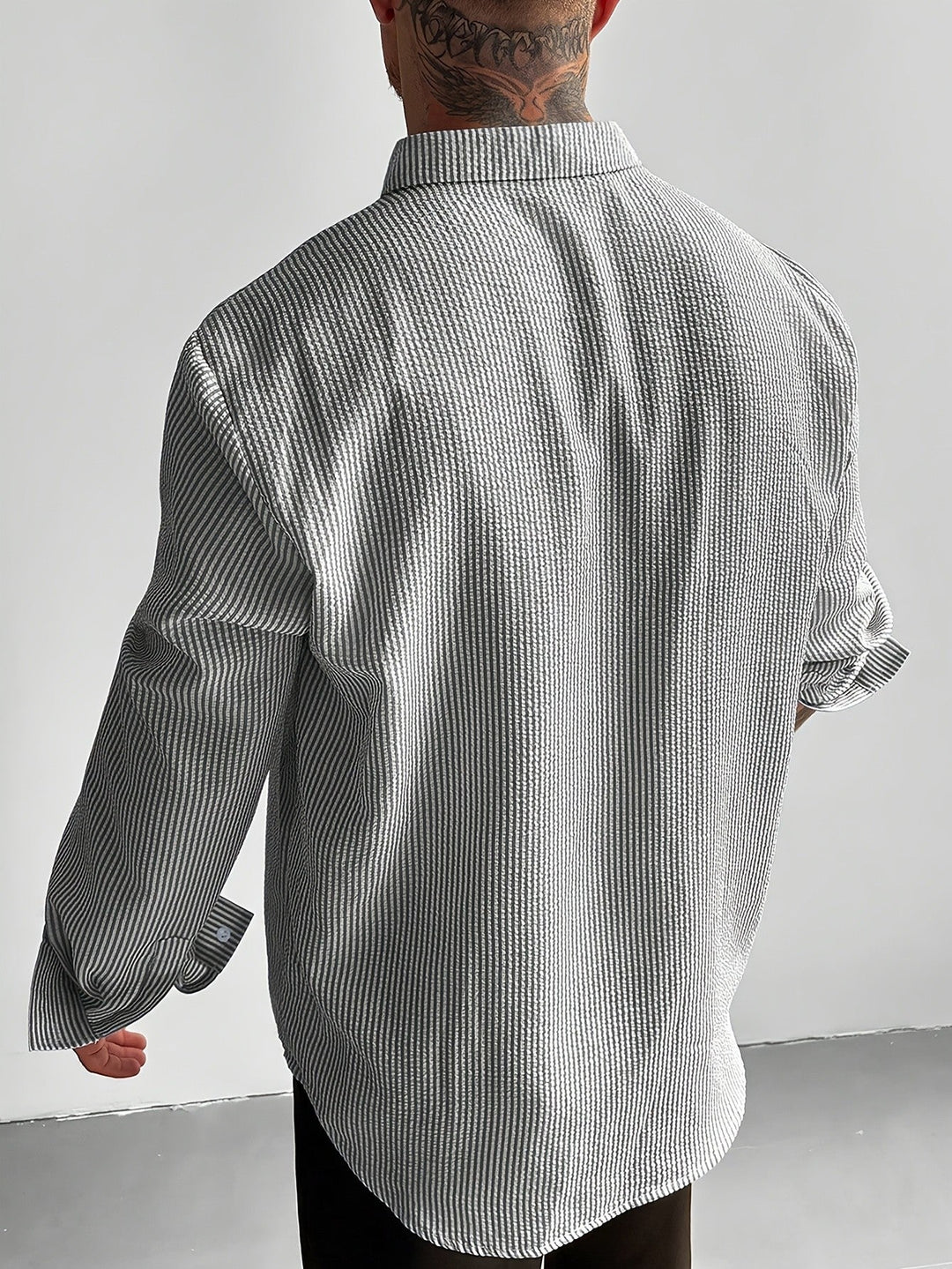 Men's seersucker shirt showing the textured lightweight fabric