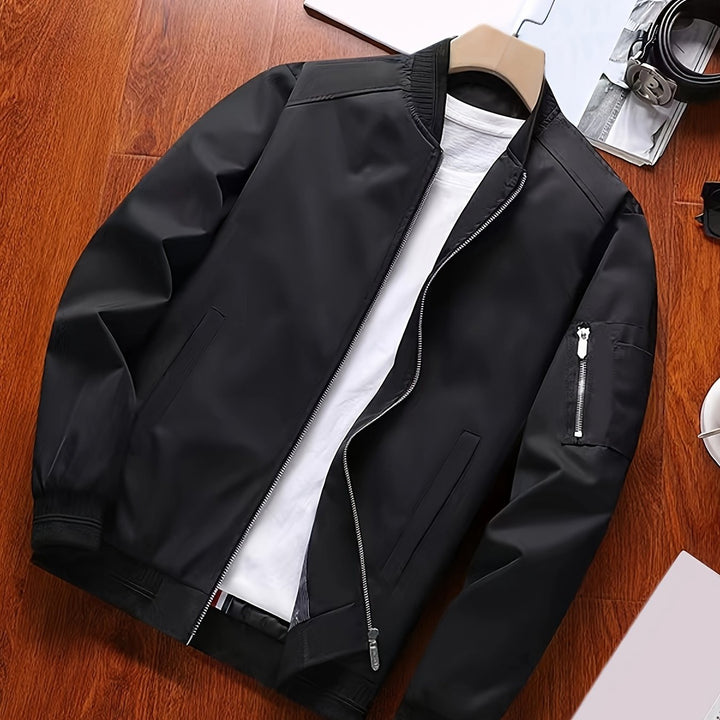 Men's classic bomber jacket shown in a clear product view