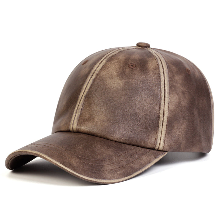 Genuine Leather Structured Baseball Cap Vintage Washed