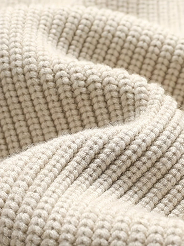 Close-up view of the ribbed fabric on the front of the cardigan