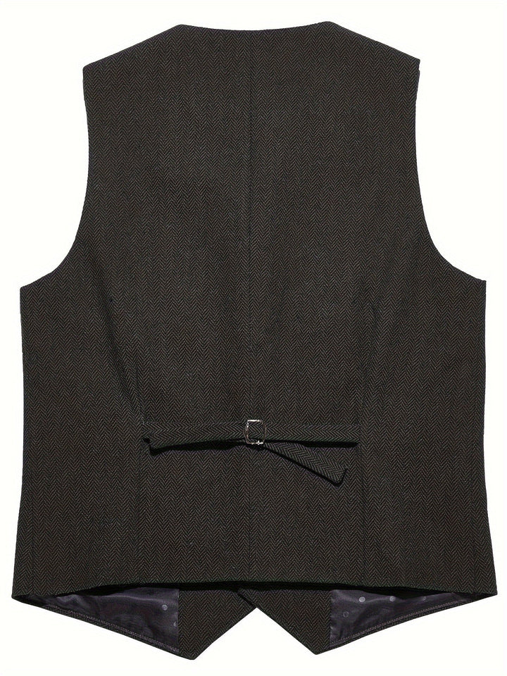 Close-up of the herringbone weave on a men's waistcoat