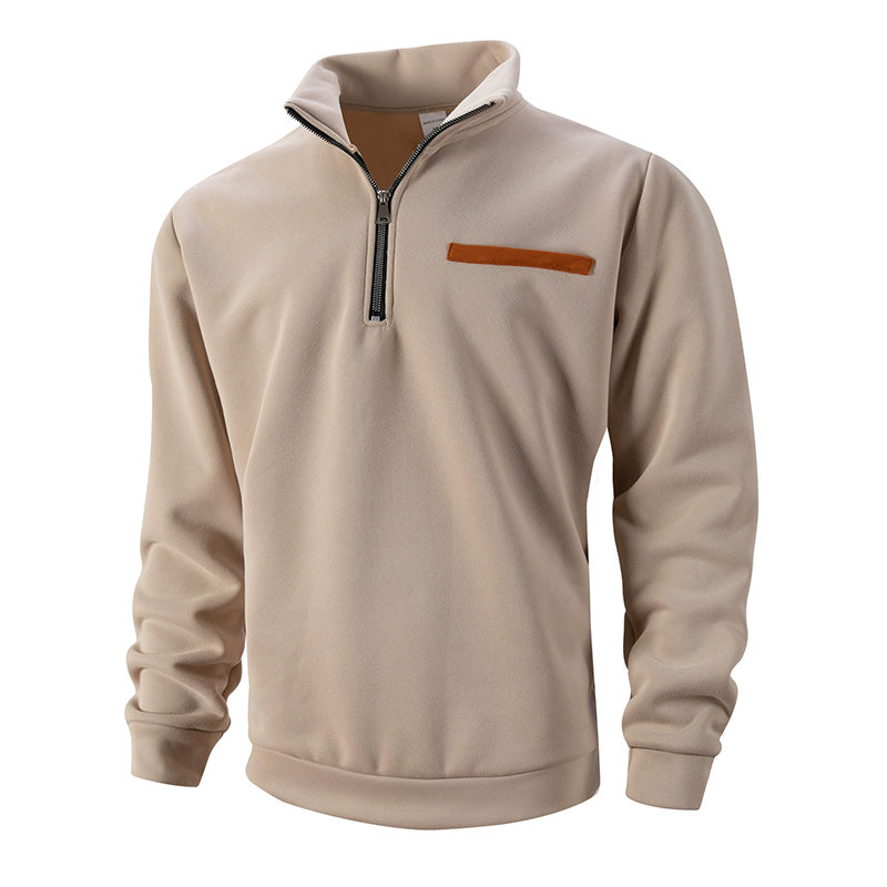 Men's Polyester Half Zip Long Sleeve Top