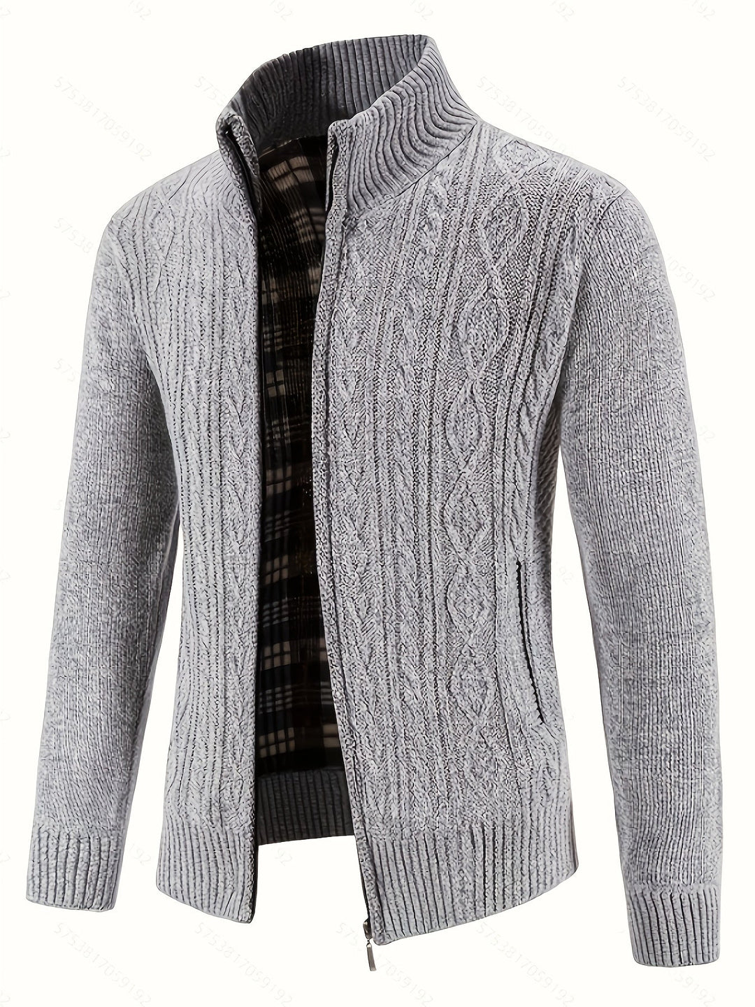 Detailed view of the knit texture and front buttons