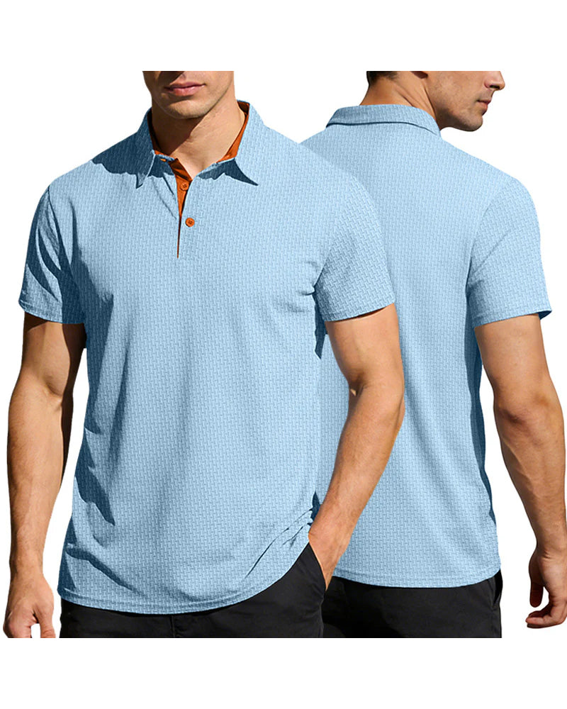 Men's casual polo shirt with collar in solid colour
