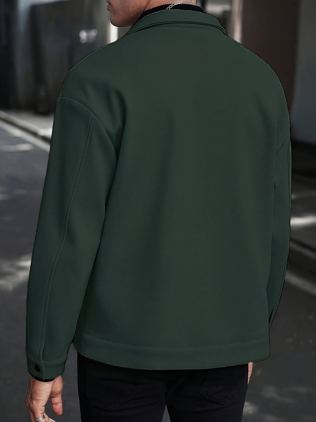 Full-length view of men's lightweight transitional jacket