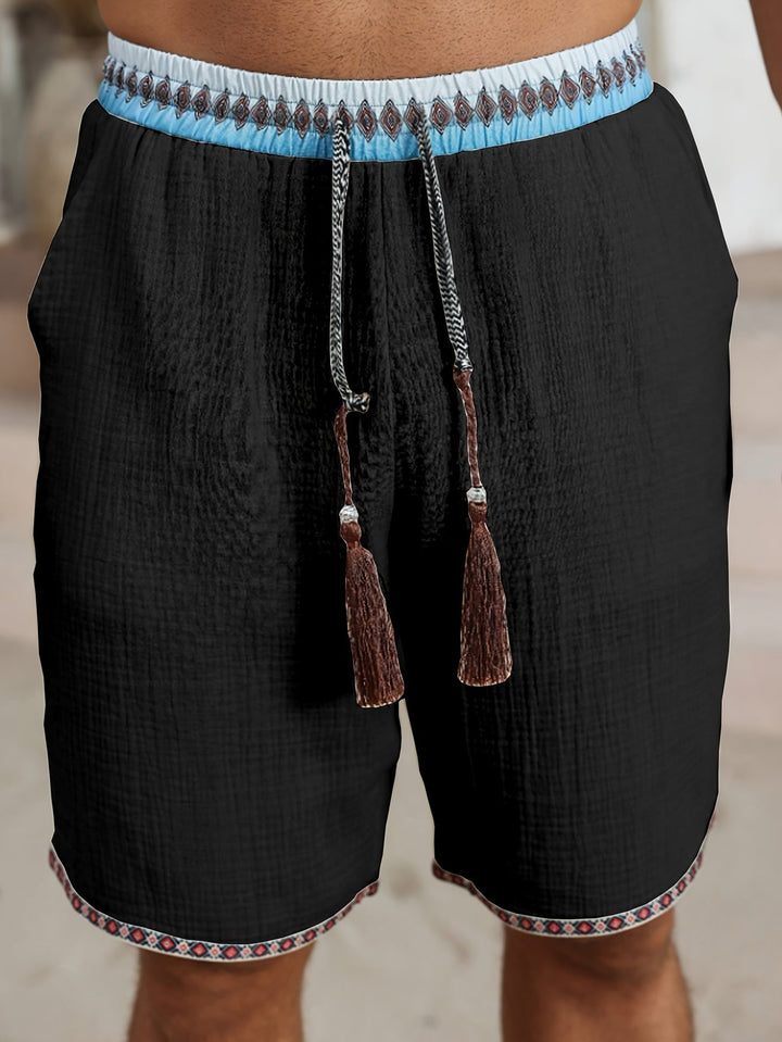 Men's linen blend relaxed shorts side view