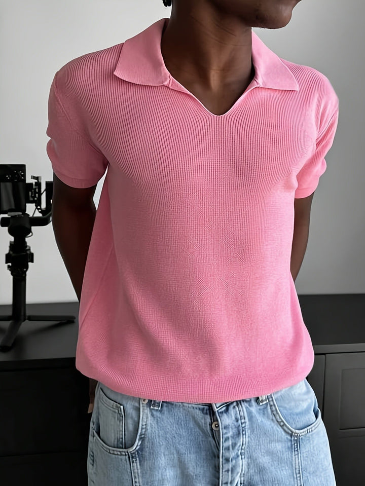 Men's Ribbed Johnny Collar Polo
