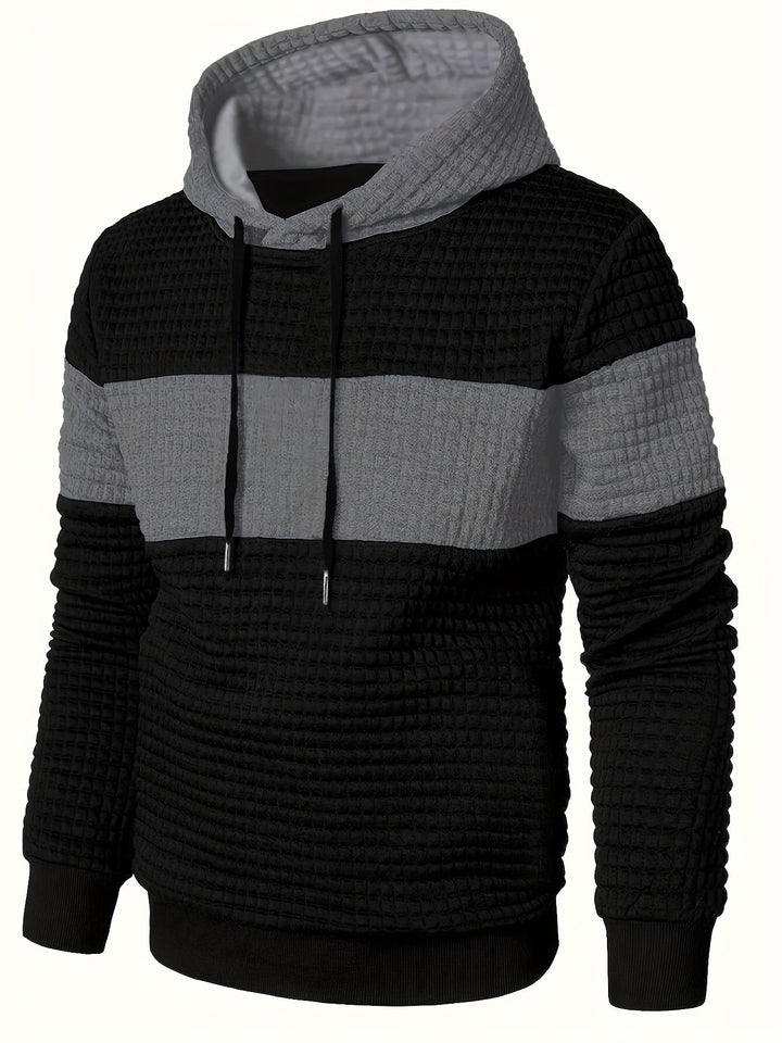Men's textured gradient hoodie shown from the back