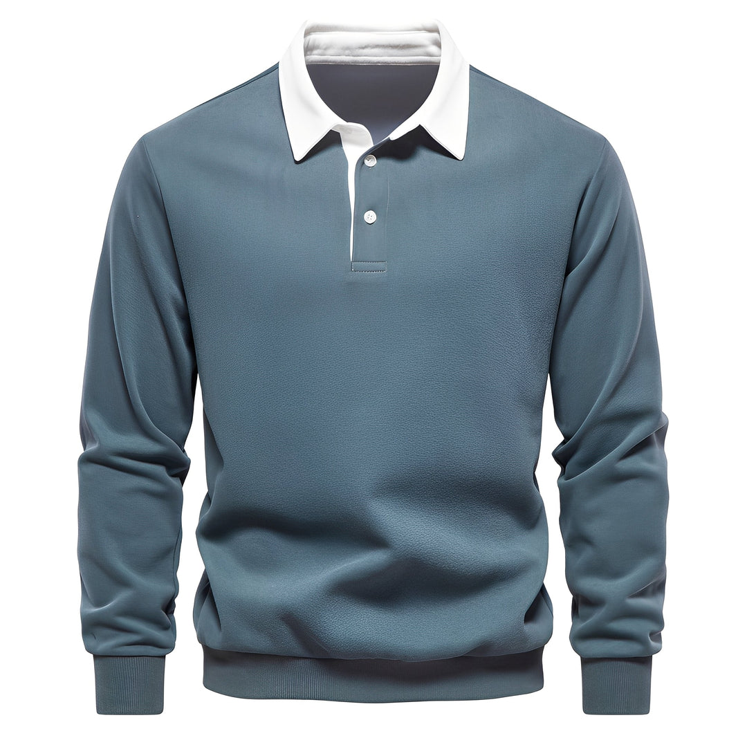 Men's Long Sleeve Polo Shirt Breathable Cotton