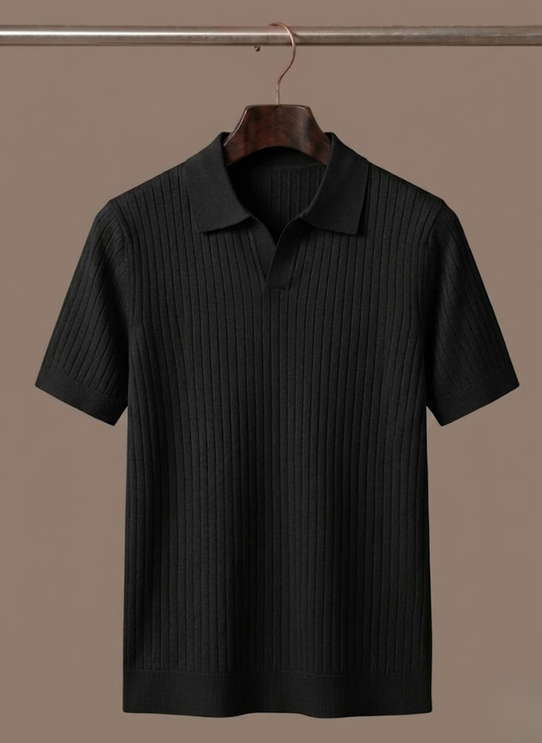 Men's Lightweight Ribbed Knit Polo Shirt