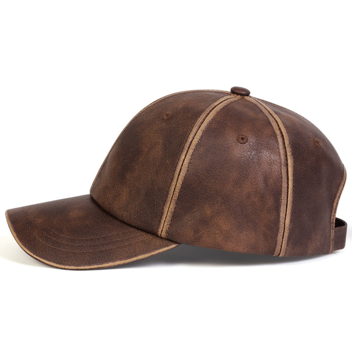Genuine Leather Structured Baseball Cap Vintage Washed