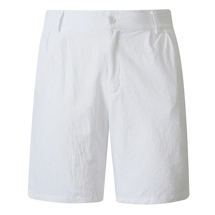 Men Linen Blend Straight Fit Casual Shorts