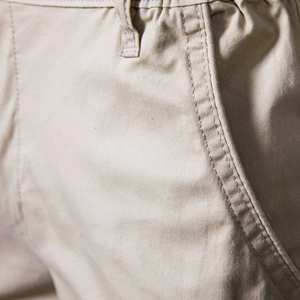 Cotton Blend Stretch Waistband Casual Shorts