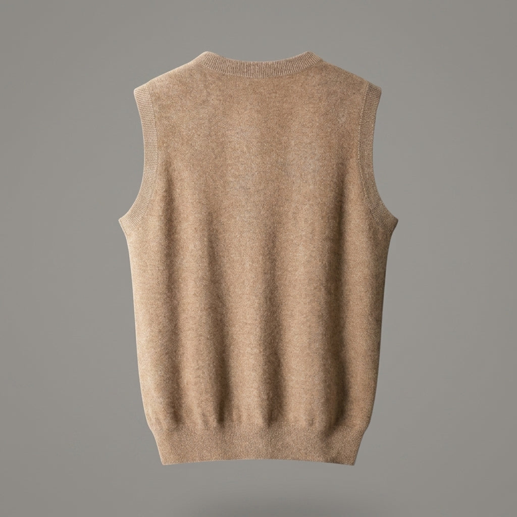 Detail of the ribbed edges on the sweater vest