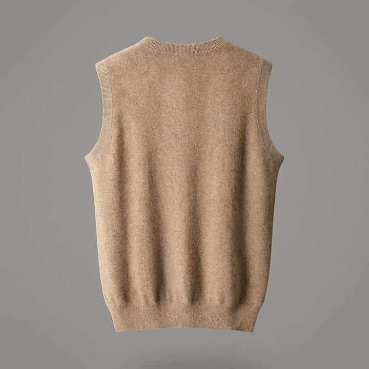 Detail of the ribbed edges on the sweater vest