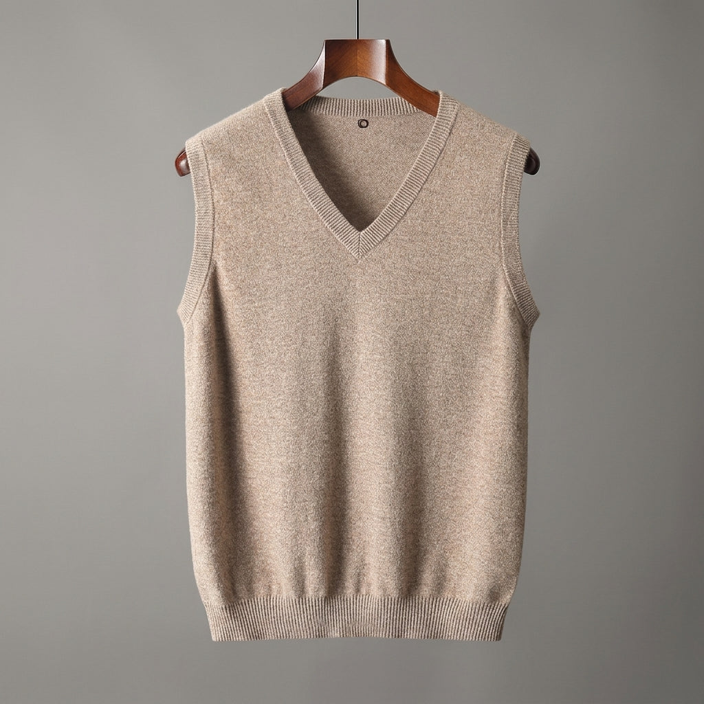 Men's knitted sweater vest with a classic V-neck design