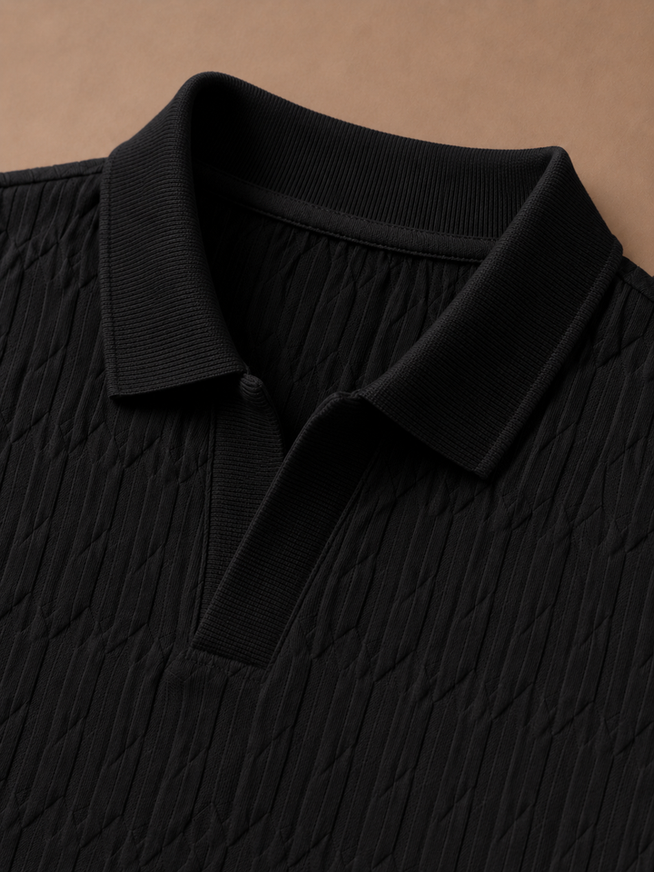 Men's Soft Textured Knit Polo Shirt Breathable Summer