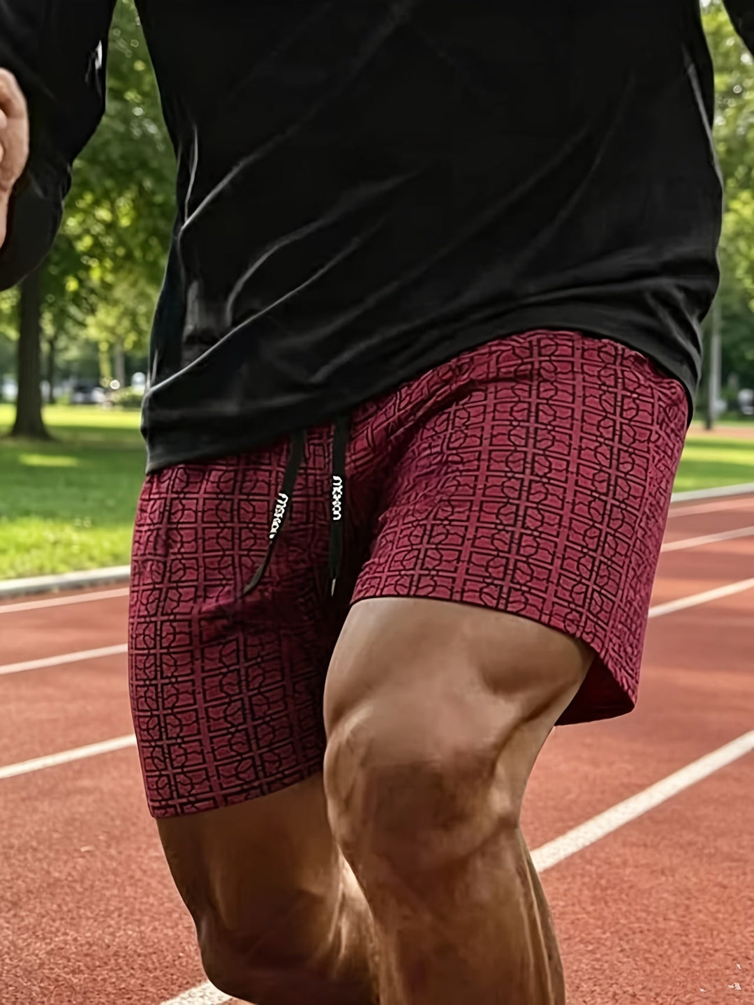 Men's geometric print cargo shorts in a relaxed fit, back view