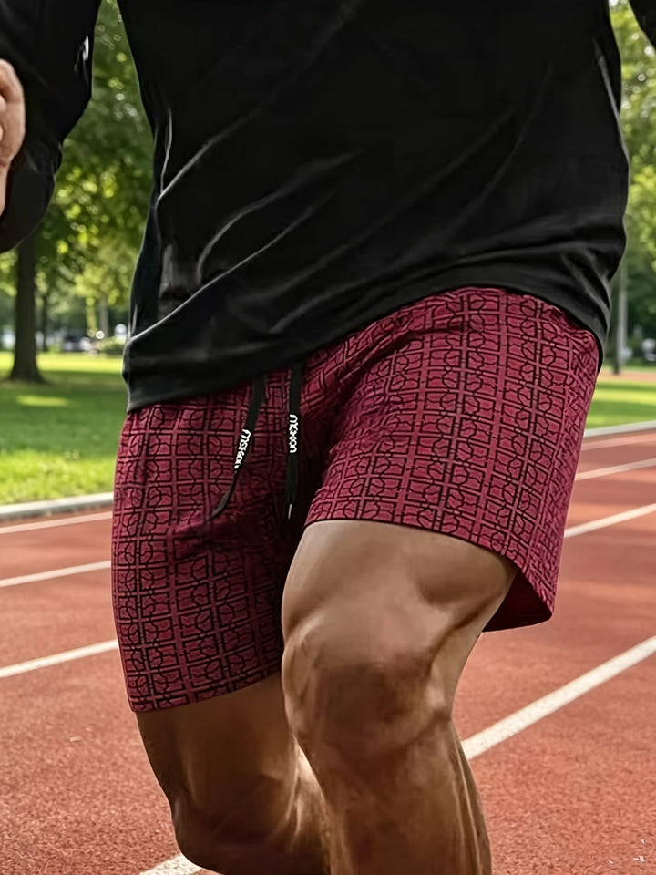 Men's geometric print cargo shorts in a relaxed fit, back view