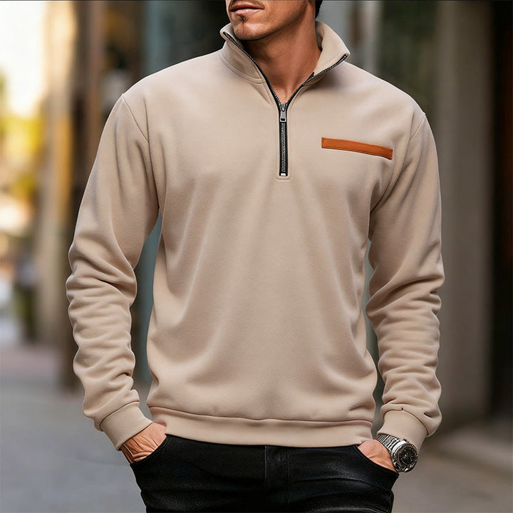Men's Polyester Half Zip Long Sleeve Top