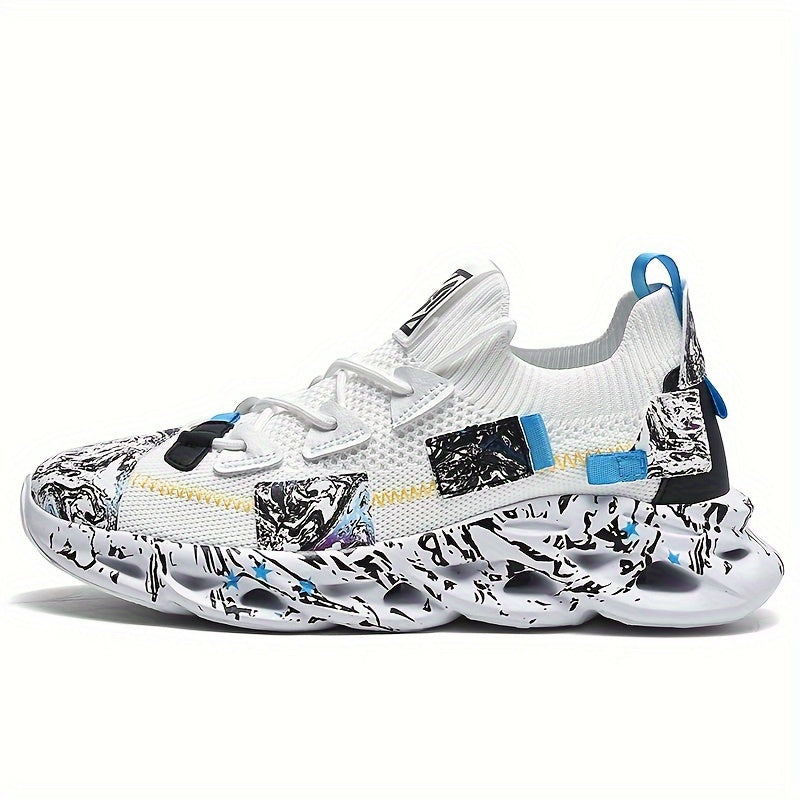 Men's lace up trainers with sock fit collar, outer side detail