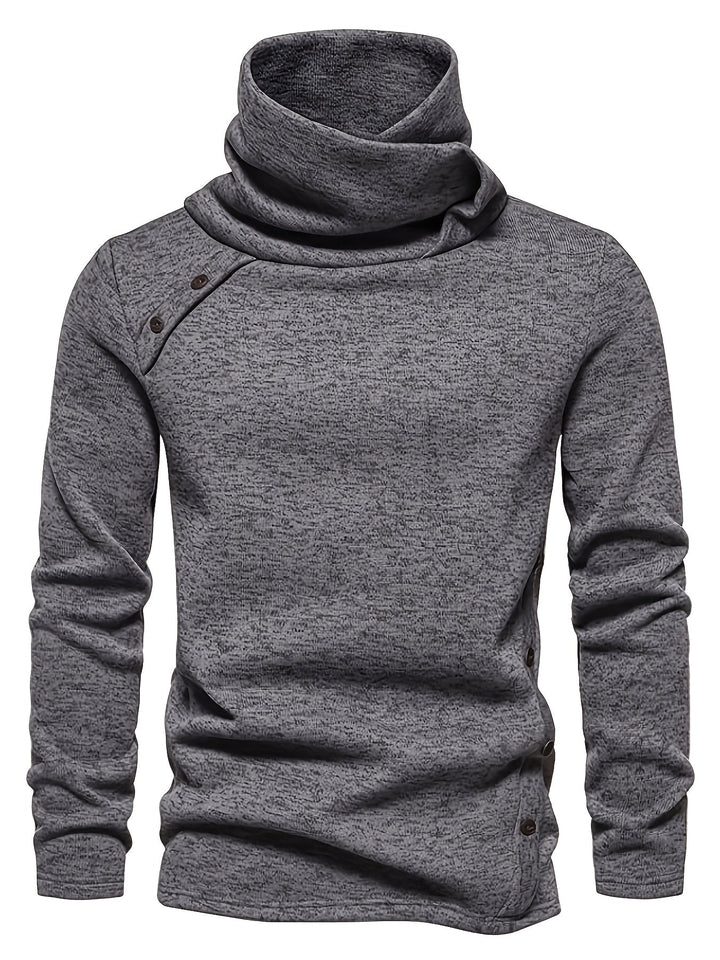 Front view of a men's shawl collar knitted jumper