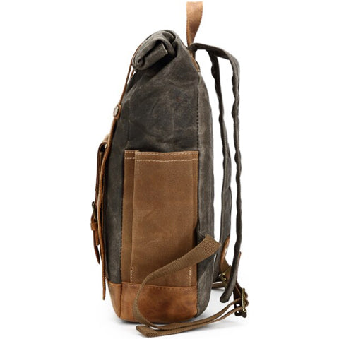 Vintage Waterproof Canvas Roll-Top Backpack