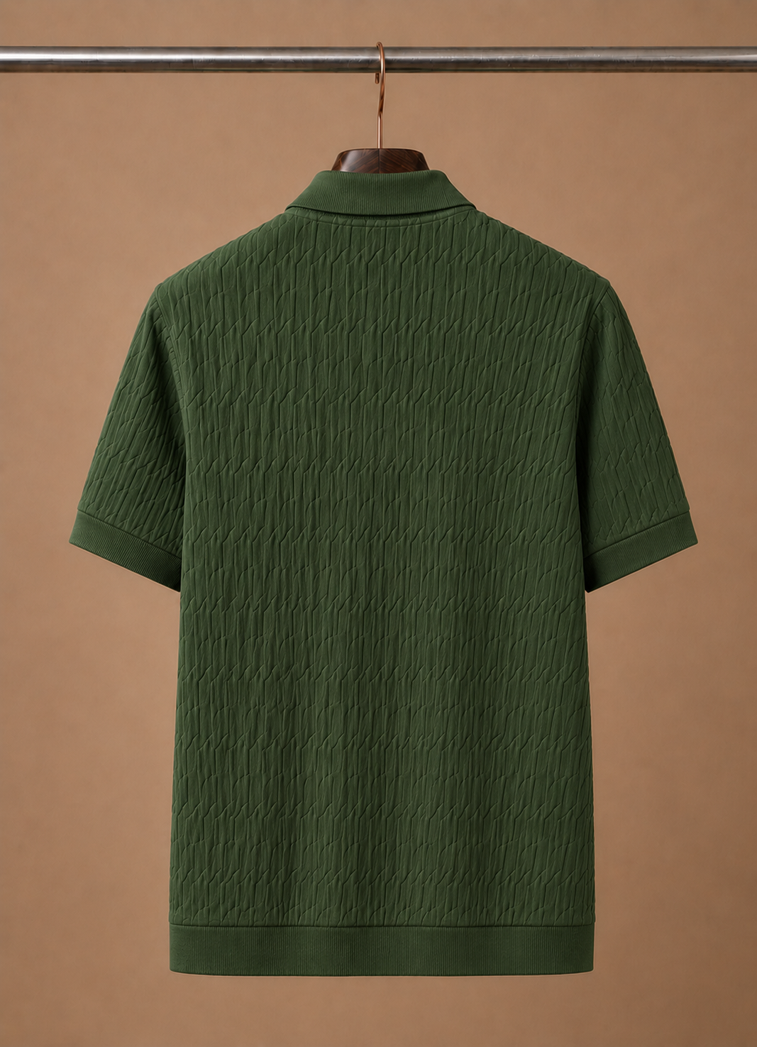 Men's Soft Textured Knit Polo Shirt Breathable Summer