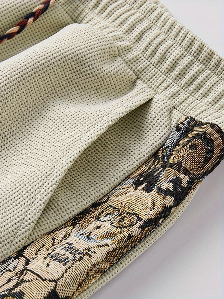 Relaxed fit men's shorts showing knee-length cut