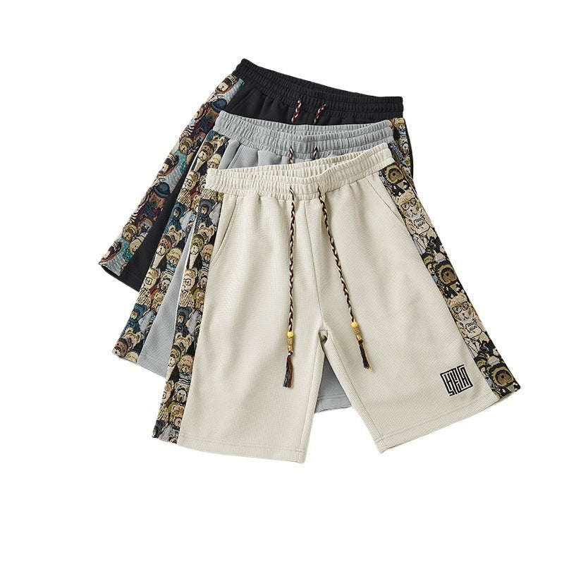 Close-up of panel detailing on men's shorts