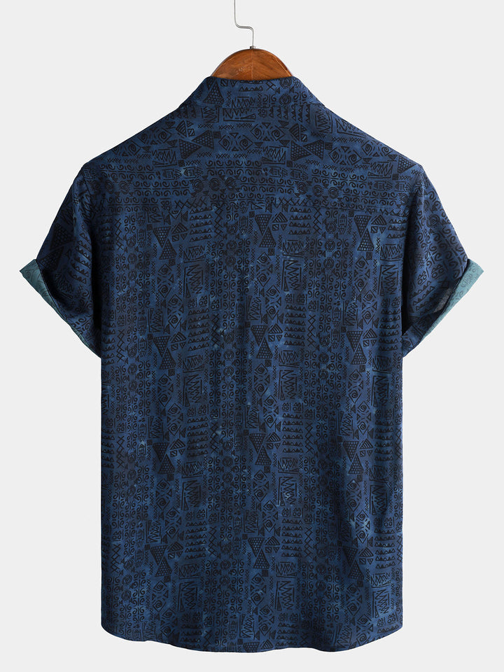 Close-up of the collar and buttons on the multicolour men's shirt