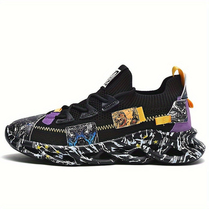 Men's Lace Up Sock Fit Trainers Printed Upper