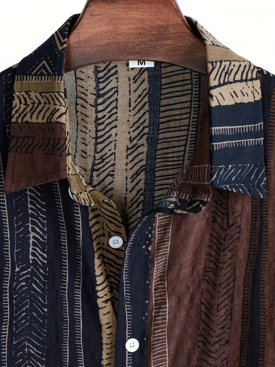 Men's patchwork short sleeve shirt styled on model